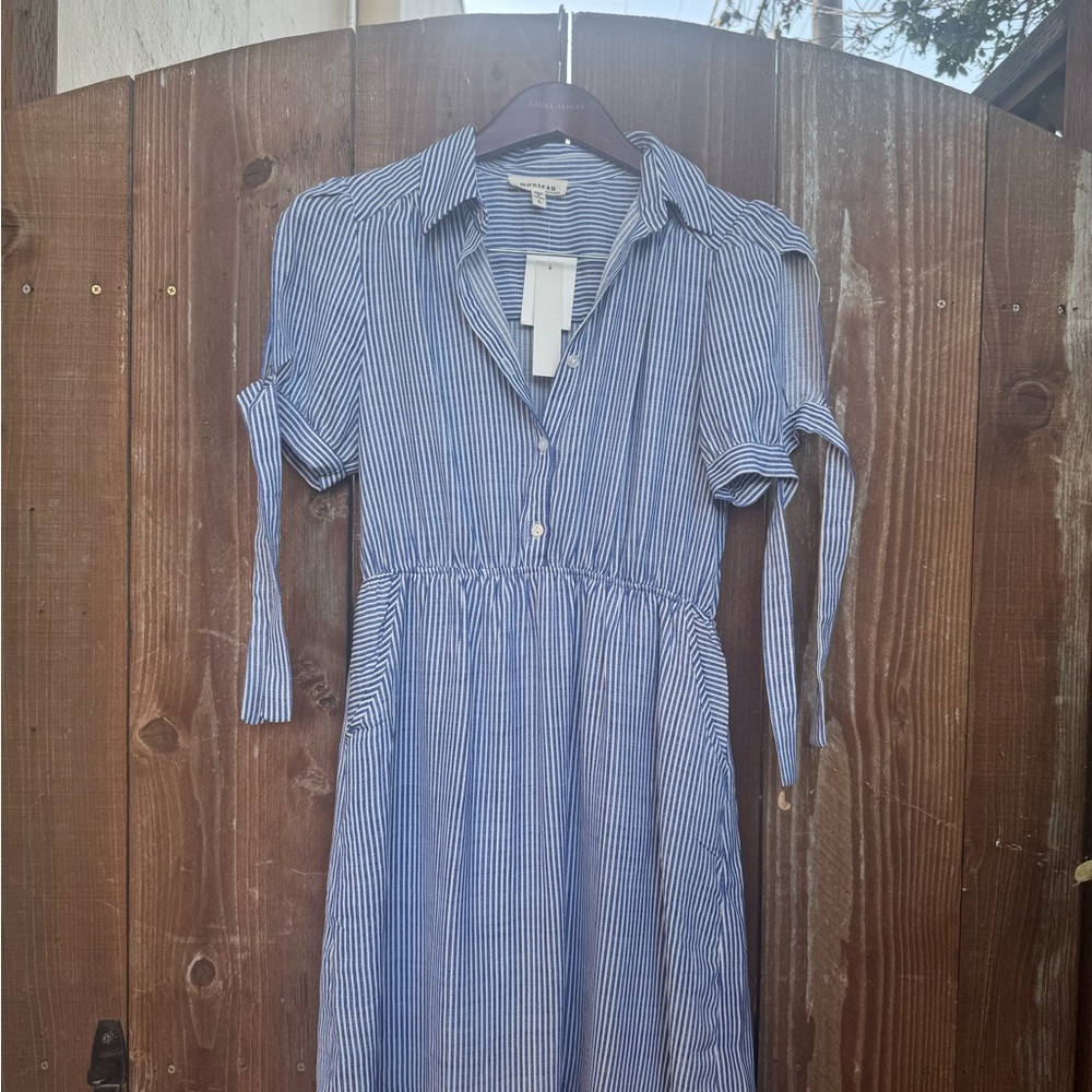 Blue and White Striped Dress